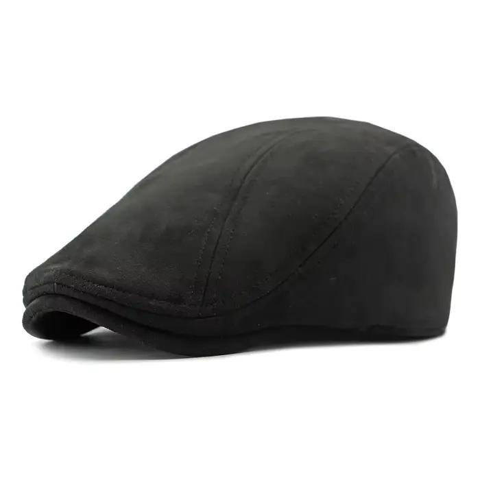 Béret en daim chapeaux pour hommes femmes automne hiver casquette couleur unie vintage élégant