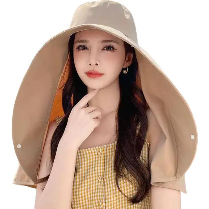Chapeau de Protection solaire avec couvre-cou, chapeaux solides et respirants à large bord pour les 