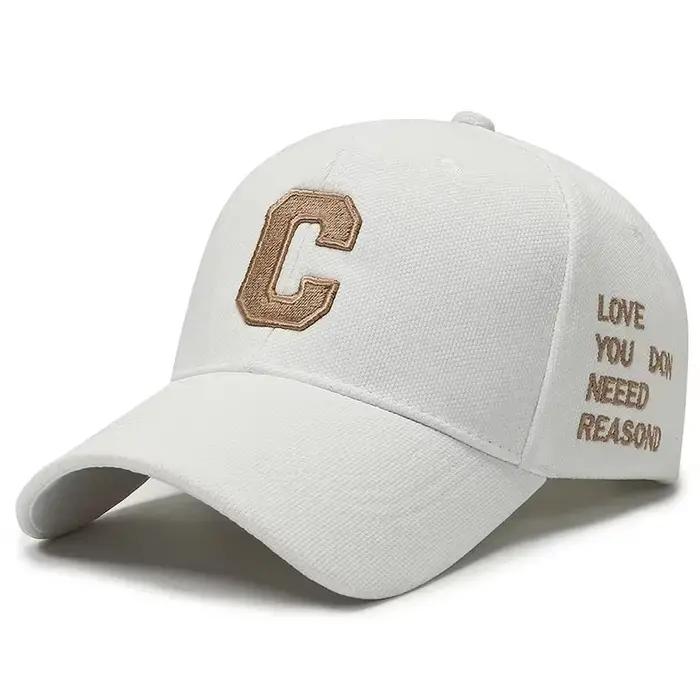 Casquette de baseball de luxe 2026 en or blanc pour hommes, casquette en coton avec lettres 3D, chap