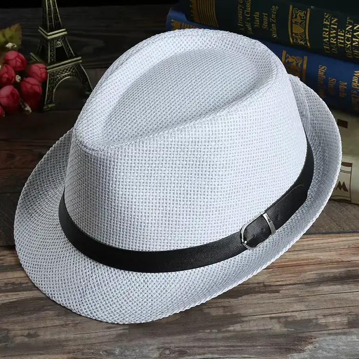 Mode hommes chapeau de paille pour femmes été à la mode plage soleil chapeaux couleur unie Fedoras r