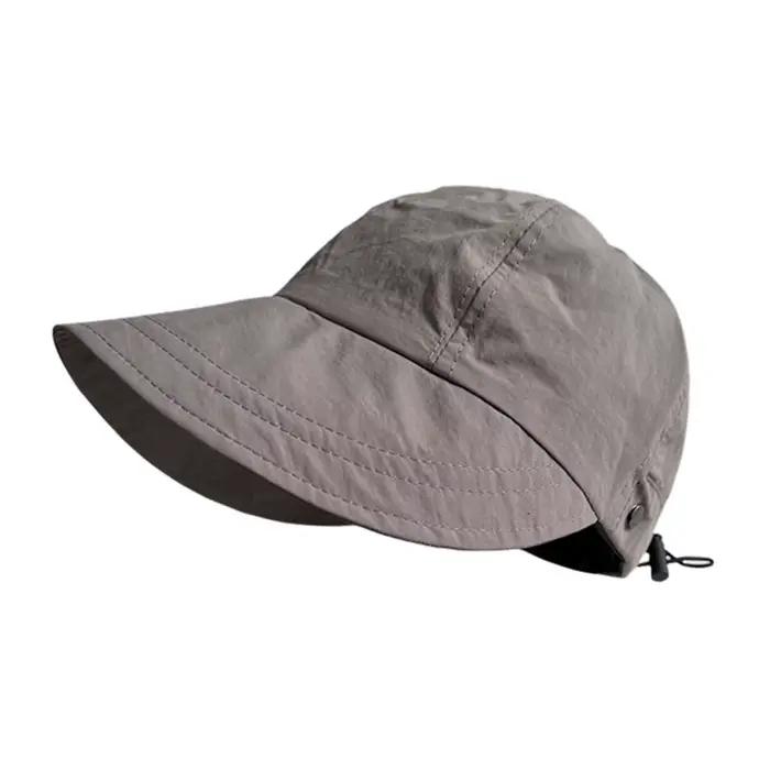 Chapeau de soleil de plage pliable avec cordon de serrage, tissu à séchage rapide, large bord, prote