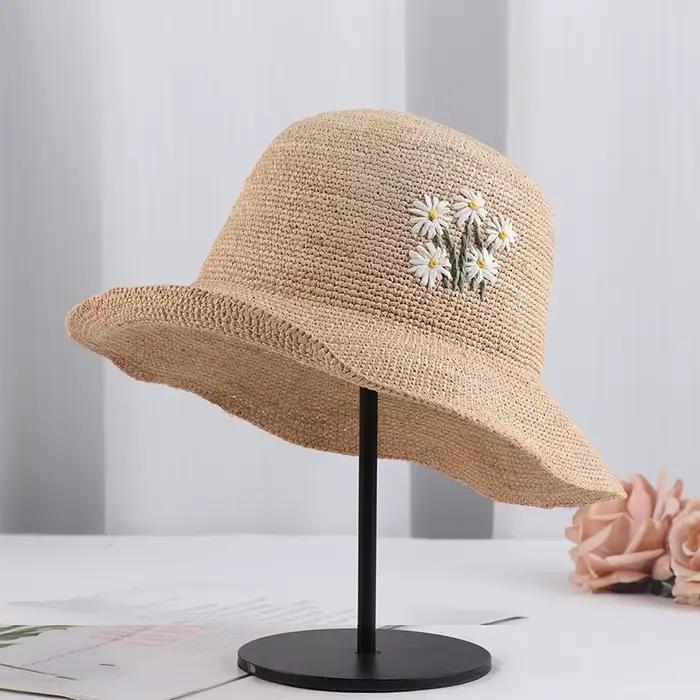 Nouveau Chapeau de Soleil en Raphia Naturel Tressé à la Main pour Femme 2026 – Protection Solaire UV