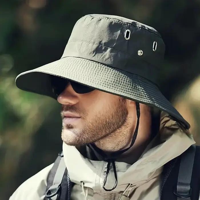 Nouveau chapeau de soleil à large bord pour homme - Chapeau de pêcheur imperméable anti-UV pour la p