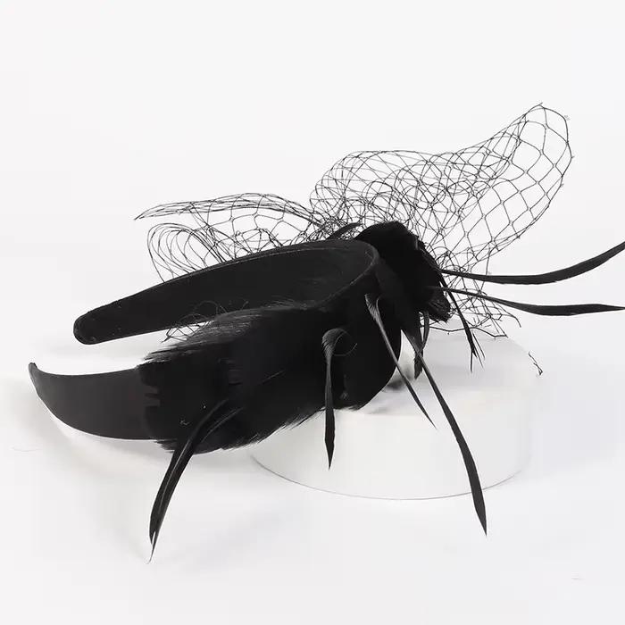 FS – chapeau fascinateur de mariée élégant avec plumes de voile, petit couvre-chef pour femmes pour 