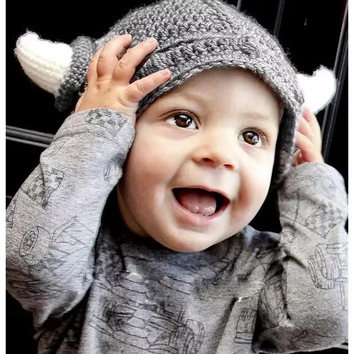 Chapeau en corne utile fait à la main pour bébé, Bonnet pour enfants, Crochet, chapeau d'hiver, dess