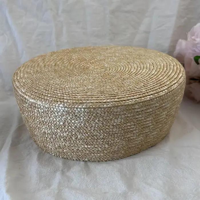 Bérets en paille de blé naturel pour femmes, chapeau de soleil tissé en cercle, pour église, Derby, 