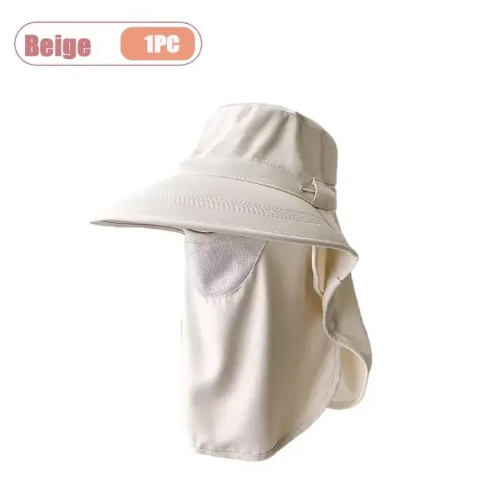 Chapeau de soleil respirant et résistant aux UV avec masque facial et protection du cou, adapté à la
