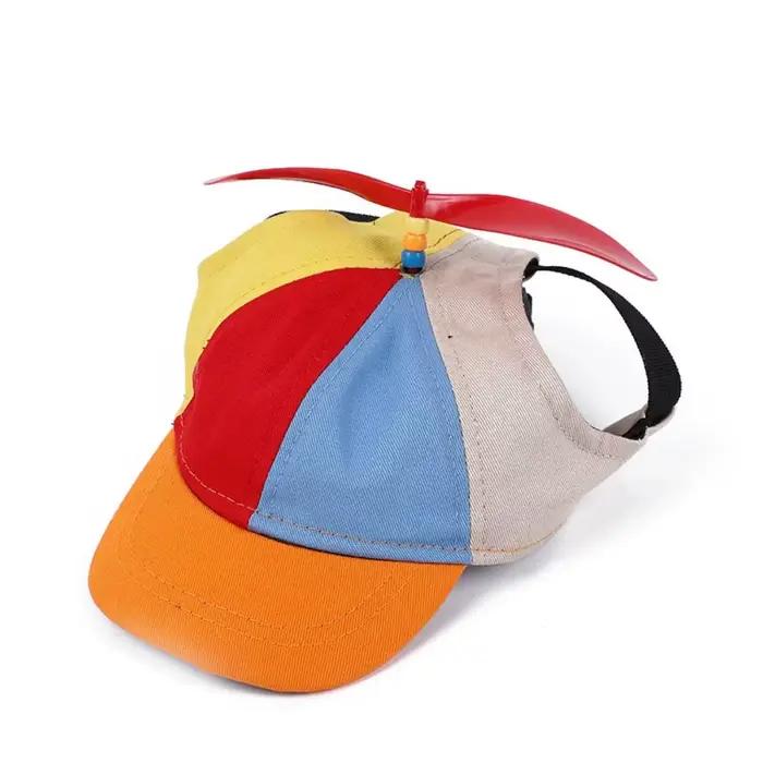 Chapeau d'hélicoptère détachable pour chien, anti-UV, respirant, avec trous pour les oreilles, style