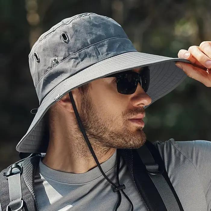 Nouveau chapeau de soleil à large bord pour homme - Chapeau de pêcheur imperméable anti-UV pour la p