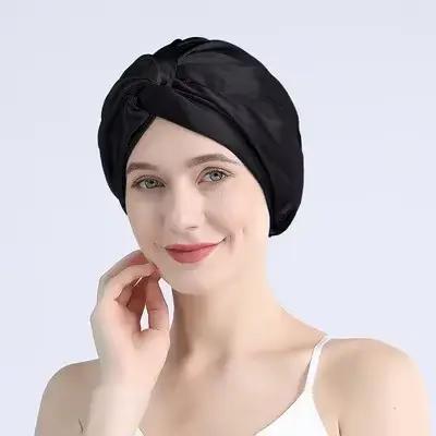 100 Bonnets Turban en soie de mûrier pour femmes bonnet de nuit torsadé 19 Momme bonnet enveloppant 