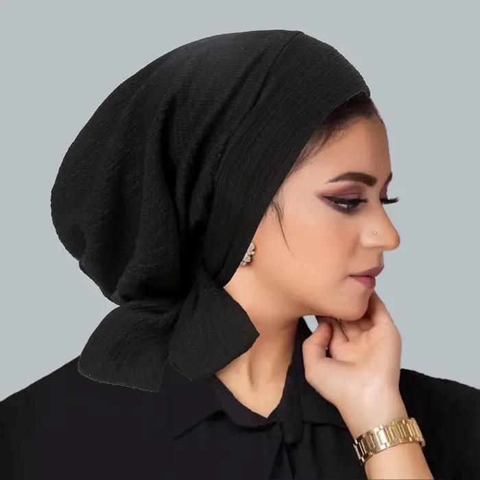 Nouveau chapeau turban à longue queue, chapeau de chimiothérapie, motif ondulé, chapeau pour femme
