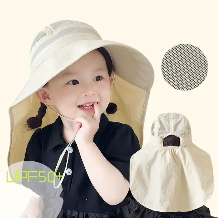 Chapeau pare-soleil d'été pour bébé, casquette de pêcheur de Protection solaire d'extérieur avec châ