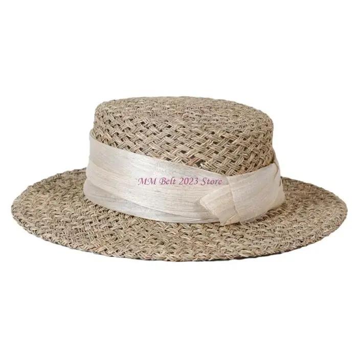 49ME chapeau victorien orné d ruban respirant, chapeau paille en papier pliable
