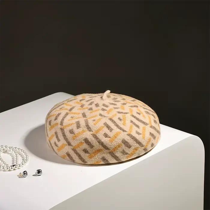 Béret en feutre de laine pour femme, chapeau d'hiver, chaud et doux, accessoire pour l'automne, Spor