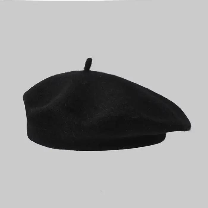 Bérets en laine Style artiste français, bonnet chaud d'hiver, chapeau doux rétro uni, couleur unie, 