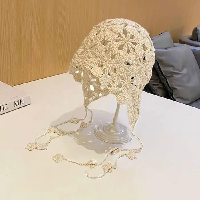 Chapeaux au crochet creux faits à la main pour femmes, bonnets ethniques, chapeau pull, casquettes r