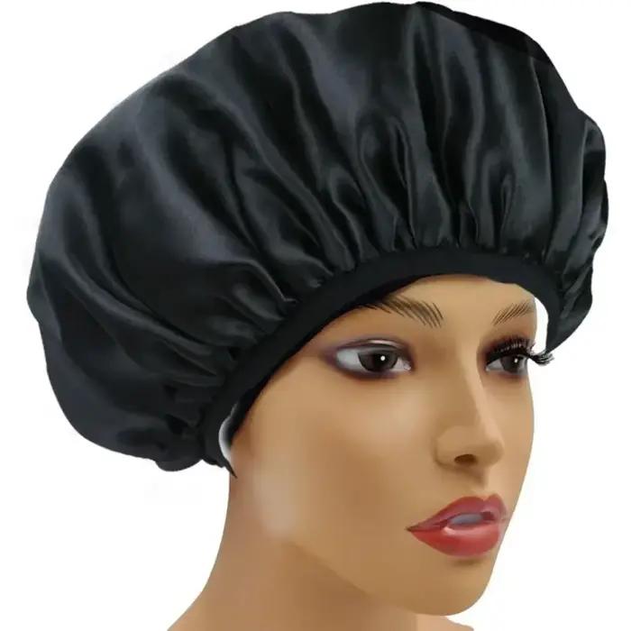 Bonnet de douche en éponge pour tous les cheveux, grand bonnet de bain imperméable, triple couche ré