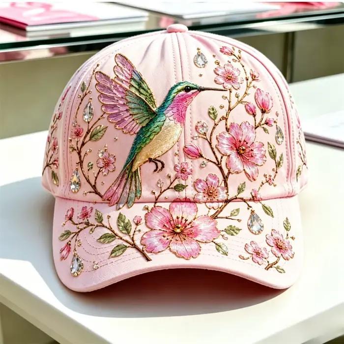 Casquette de jardin brodée à la main, motif floral, réglable, confortable pour le jardinage et l'usa