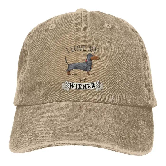 Teckel Weiner Dog Hat for Men and Women, Drôle Black Baseball Cap, Trucker Fashion, Washed Denim Cap