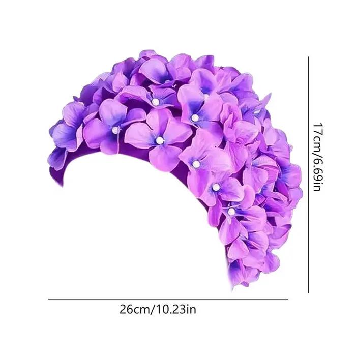 Bonnet de bain élastique 3D à motif floral rétro pour femme, style vintage, idéal pour l'été et la p
