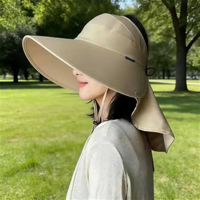 Chapeau pare-soleil anti-UV pour femmes, visière à large bord détachable pour les sports de plein ai