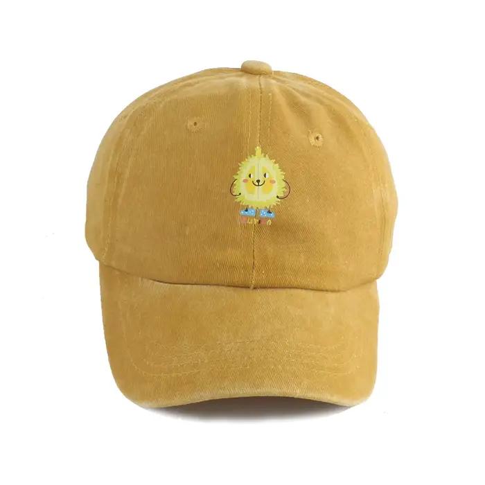 Casquette de baseball réglable pour enfants, motif dessin animé, en jean délavé, protection solaire,