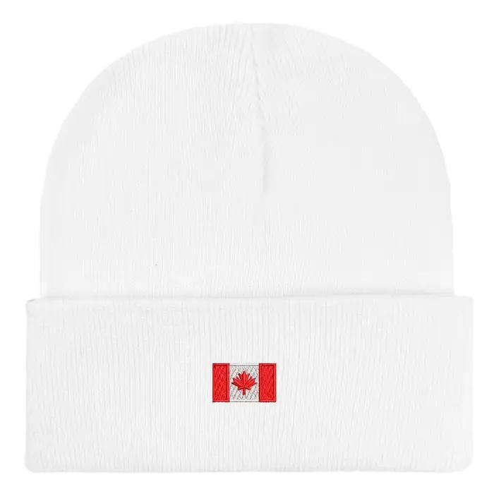 Bonnets unisexes brodés drapeaux du Canada chapeaux tricotés texte personnalisé hiver casquettes épa
