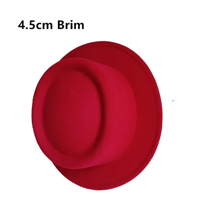Chapeau Fedora 4,5 cm, magenta foncé, à large bord, pour homme, mode automne/hiver, chapeau Pork Pie