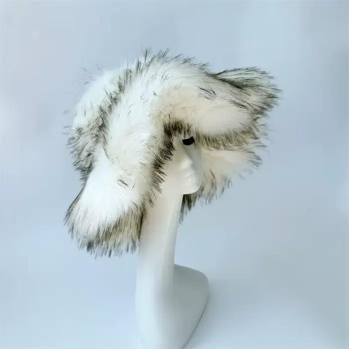 Chapeau seau en fausse fourrure moelleuse, casquette d'hiver pour femme, chapeau en fourrure de rato