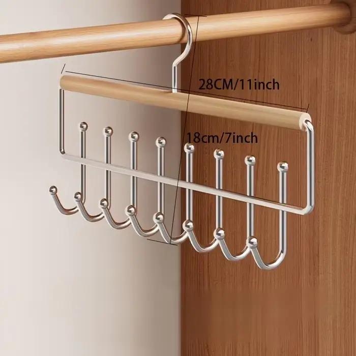 1 pièce Porte-chapeaux polyvalent en bois avec crochets pour casquettes, ceintures, cravates, rangem