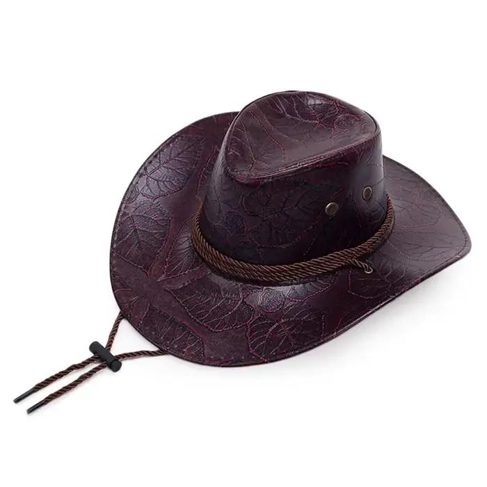 Chapeau de chevalier de cowboy pour hommes et femmes, casquettes en cuir, chapeaux de soleil occiden