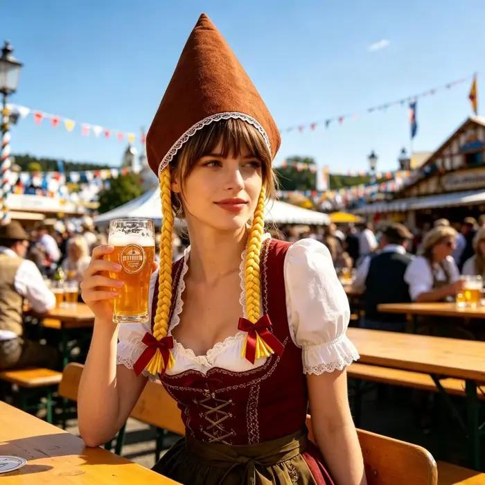Chapeau d'Oktoberfest de haute qualité avec tresses, en polyester, portable, couleur verte, accessoi