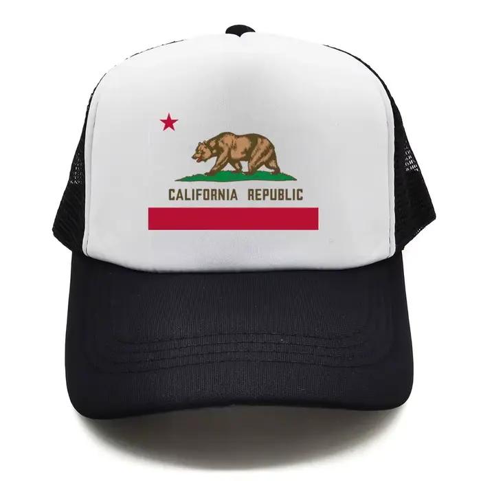 Casquette California pour Hommes, style Trucker, Baseball et Dad Hat, avec motif Ours cool et drapea