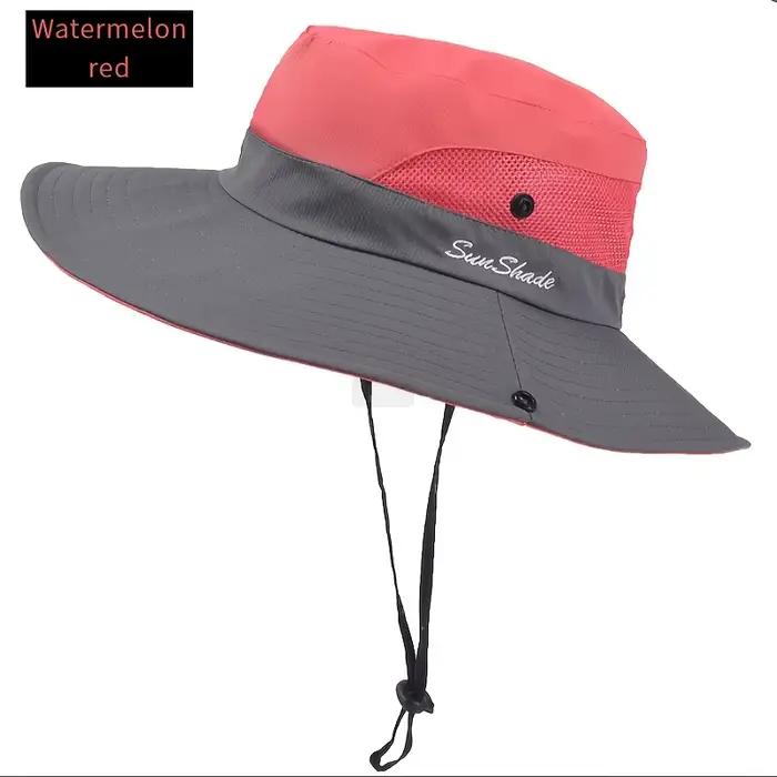 Chapeau de soleil bicolore pour femme avec trou pour queue de cheval – Maille respirante imperméable