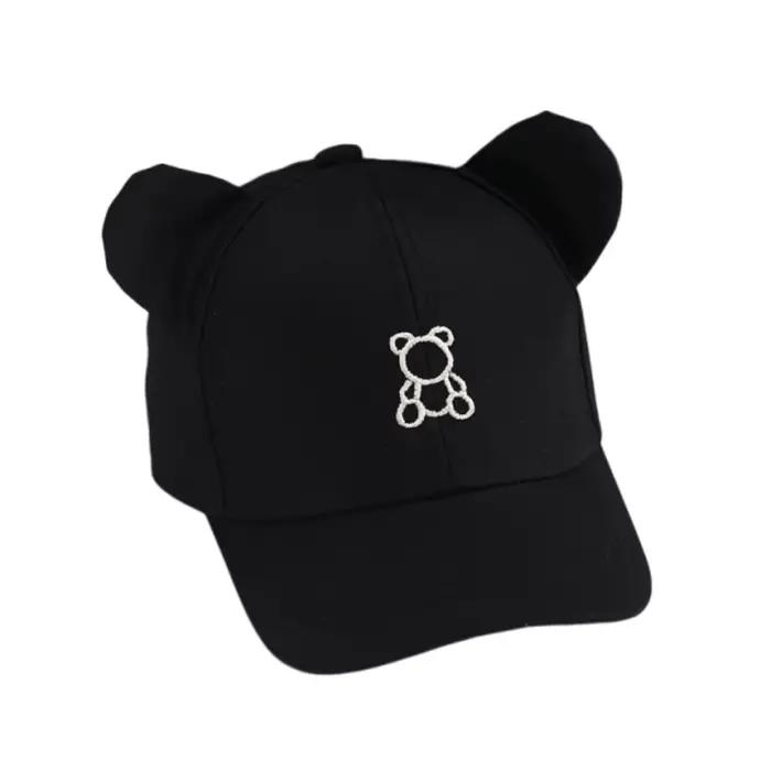 Casquette de baseball décontractée pour bébé, motif ours de dessin animé, réglable, mignonne, avec v