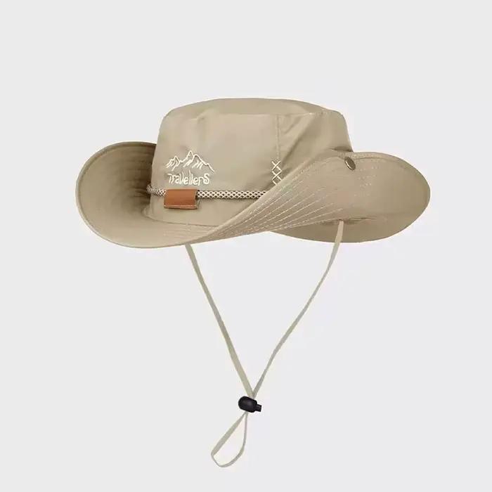 Chapeau de soleil d'extérieur kaki pour hommes, chapeau de randonnée à large bord, protection solair