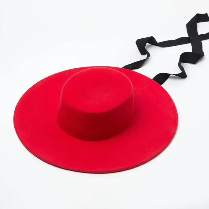 Chapeau plat en laine, feutre, bandage, nouvelle tendance, chapeau haut-de-forme