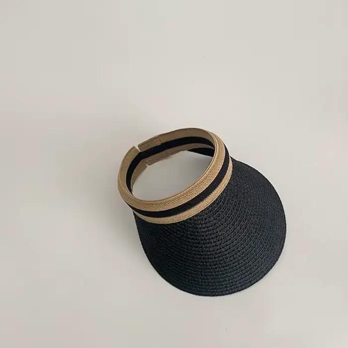 Chapeau à visière en paille pour filles, bébés et femmes, chapeau de soleil d'été à large bord, prot