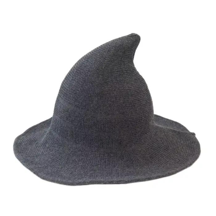 Chapeau de sorcière en laine décontracté, coréen, couleur unie, seau en laine, bassin tricoté, chape