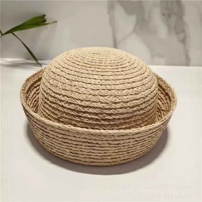Bérets en raphia 100% pour femmes, style Ins Blogger, chapeau de marin, chapeau de soleil de plage e