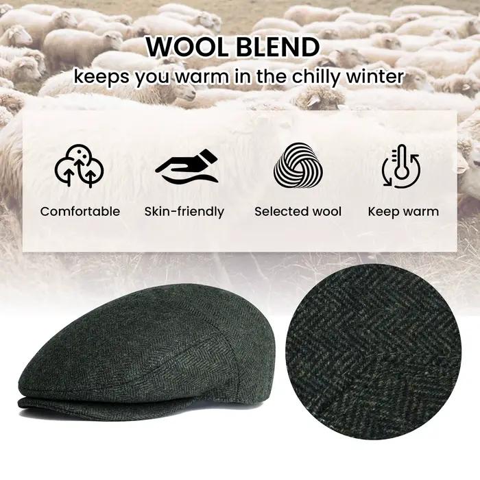 Casquette plate en tweed de laine JANGOUL XL/XXL pour homme, style newsboy, mode hiver, casquette Ga