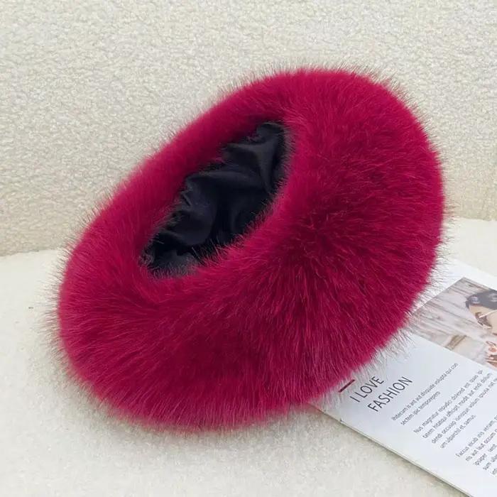 Chapeau en fourrure moelleuse pour femme, chapeau d'hiver chaud, Protection des oreilles, casquette 