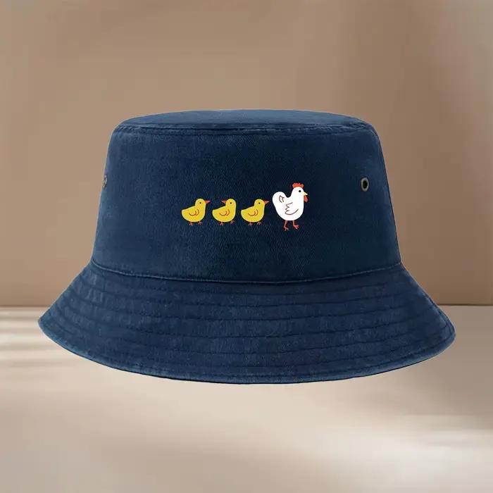 Chapeau de pêcheur avec motif poule et poussin, chapeau seau simple, chapeau décontracté confortable
