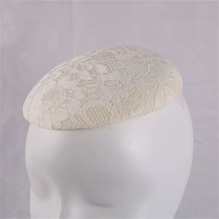 Chapeau Fascinateur en Dentelle Beige pour Femme, Bricolage, Bord Rabattu, Base Ronde, Inspiration L