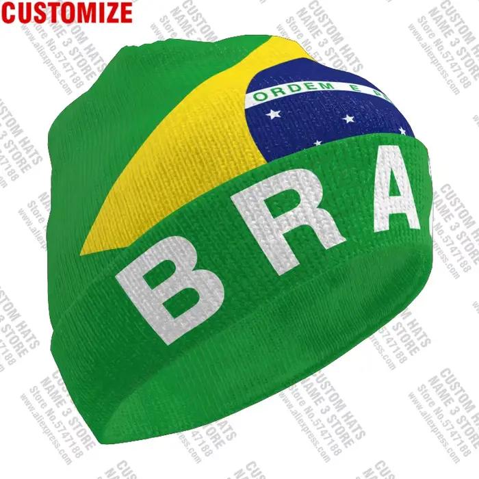 Brésil tricoté chapeau gratuit nom personnalisé hiver froid pull Portugal soutien-gorge brésil drape