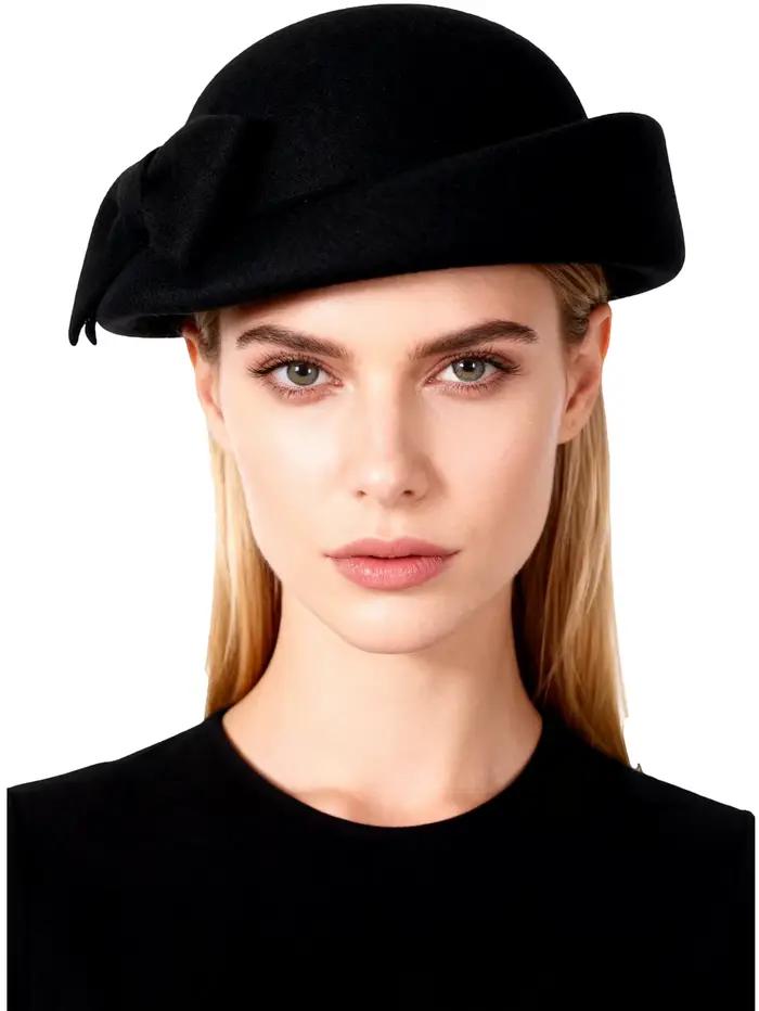Béret Noir Élégant Style Français Chapeau Fedora Vintage Printemps Mode Féminine Chapeaux en Laine H