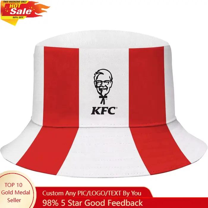 Chapeau bob pour homme Kentucky Fried Chicken KFC Colonel Sanders à rayures blanches et rouges, offi