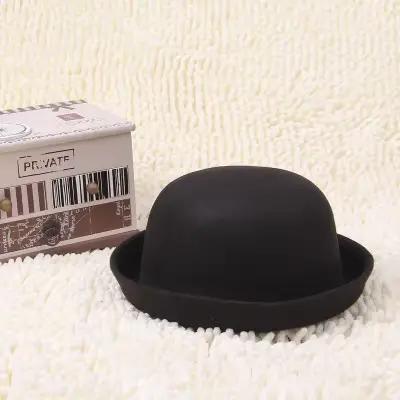 Chapeau Fedora à dessus plat pour enfants et adultes, Imitation laine de couleur Pure, chapeau de Ja