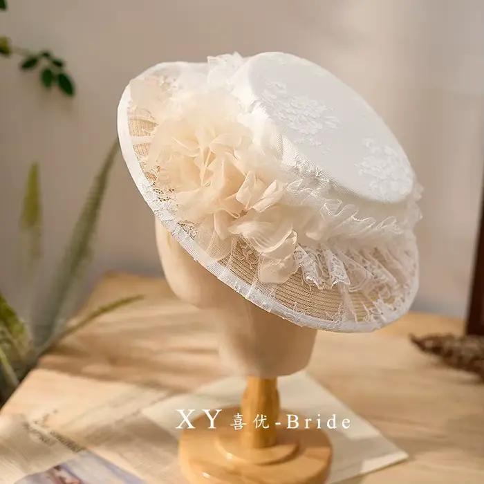 Chapeau de mariage élégant en dentelle, Design Original, pour mariée, séance Photo, église, Derby, S