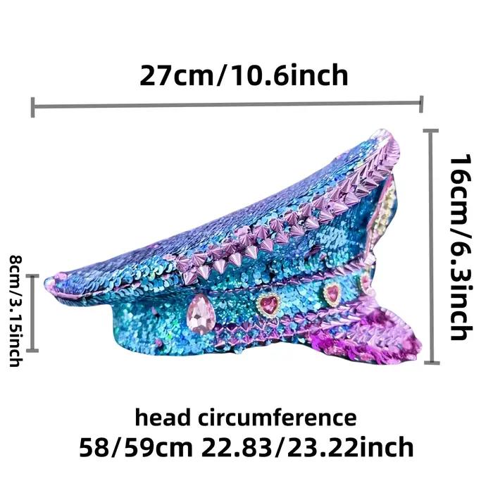 Festival de luxe strass capitaine chapeau casquette militaire sergent chapeau poule faire chapeau Mu